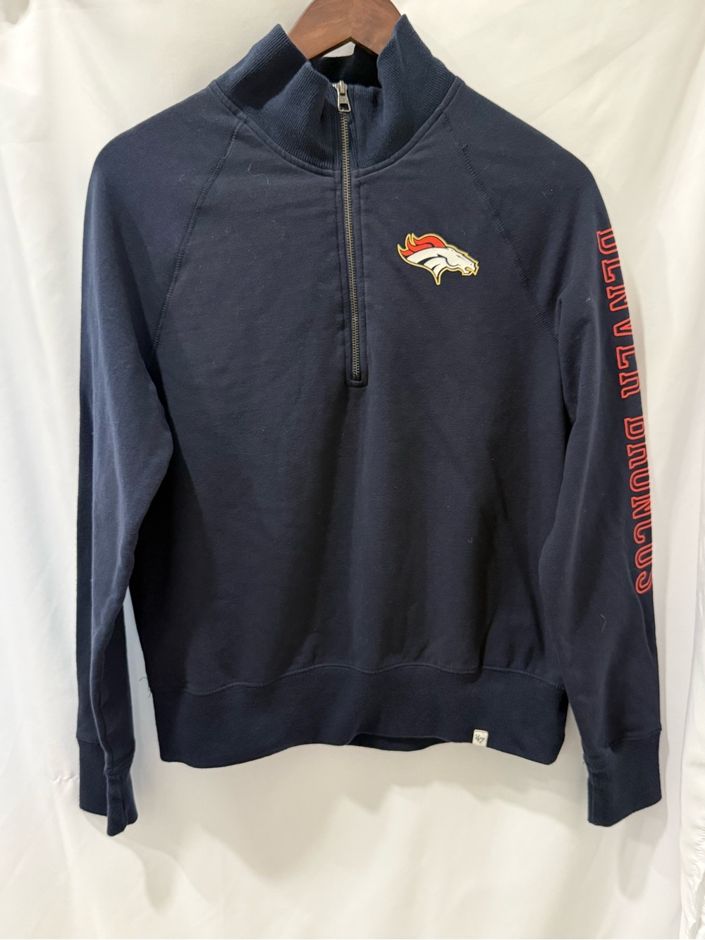 47 Men's Navy Denver Broncos Quarter-Zip Pullover